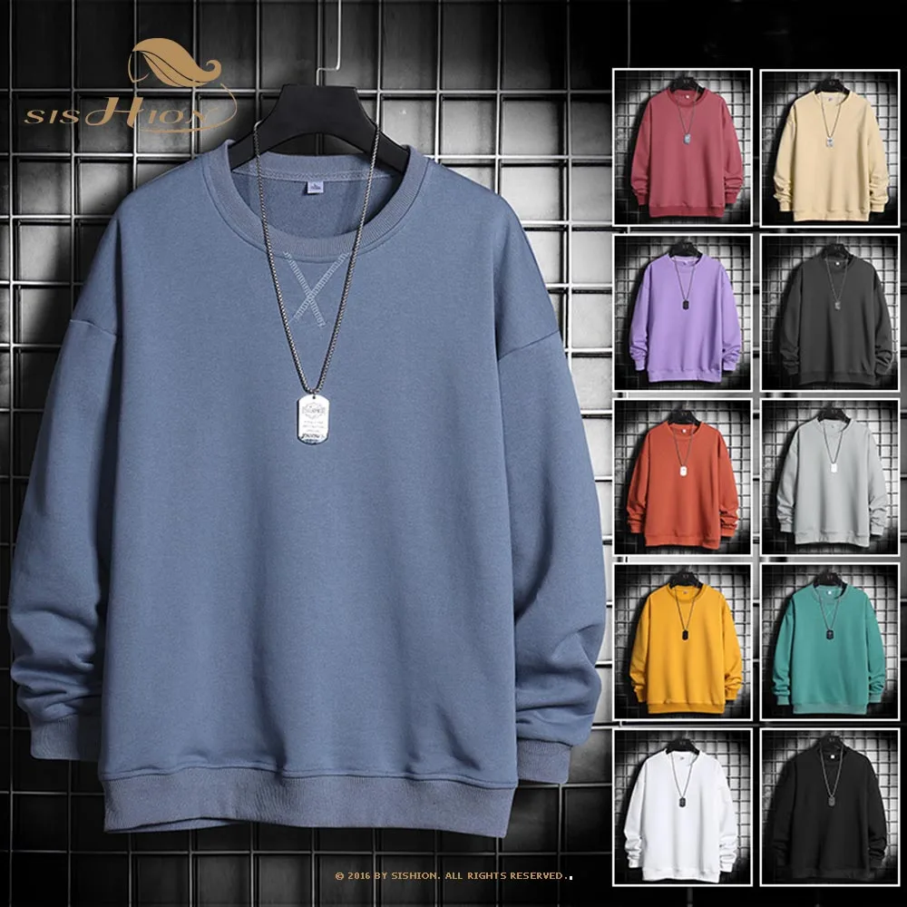 

SISHION Winter Autumn Men Casual Sweatshirts YL0042 Oversized Hoodies 2022 Korean Solid 11 Colors Loose Pullovers