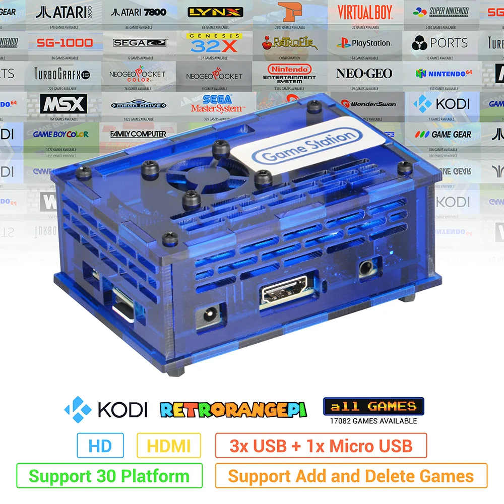 128 ГБ RETRORANGEPI игровая станция аркадная KODI настольный мини ПК HDMI Совместимость 17000 +