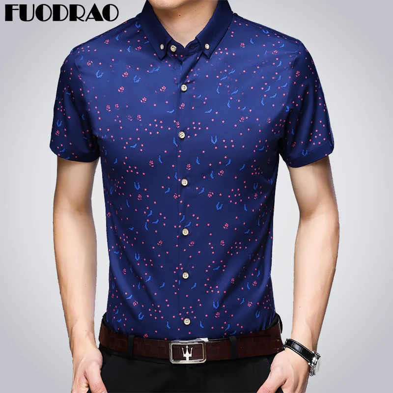 Новая летняя мужская рубашка с коротким рукавом модным принтом Camisa Masculina