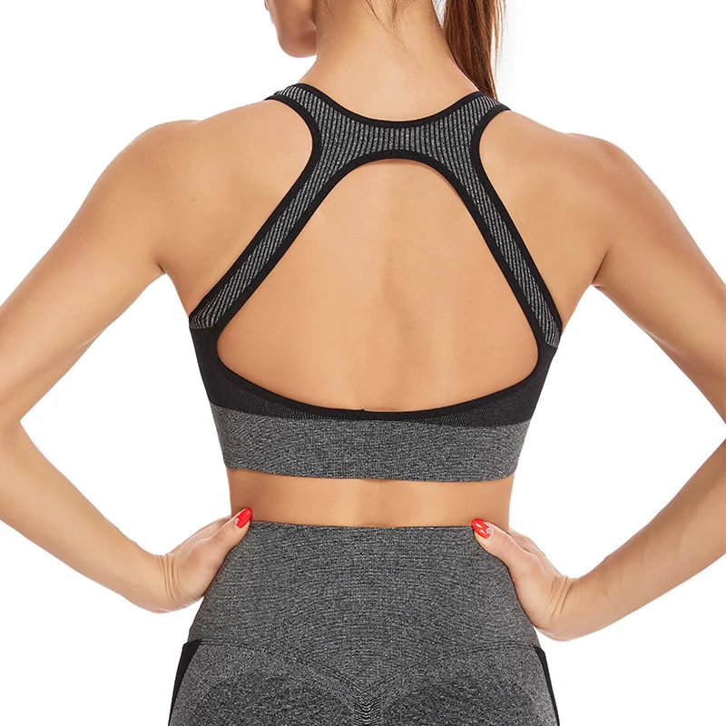 

Mermaid curve Women's Clothes Bra Texture Sports Bras High-coverage Long Style Yoga Bra Removable Cups Gym Training Fitness Bra