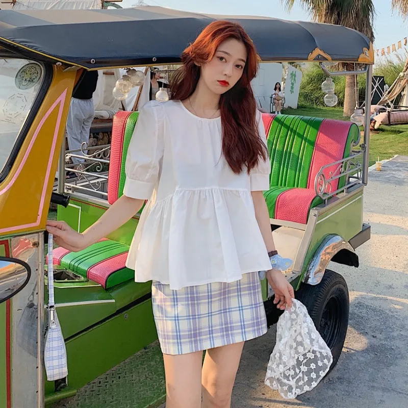 Новинка лета 2021 рубашка в Корейском стиле с изображением милой куклы короткими