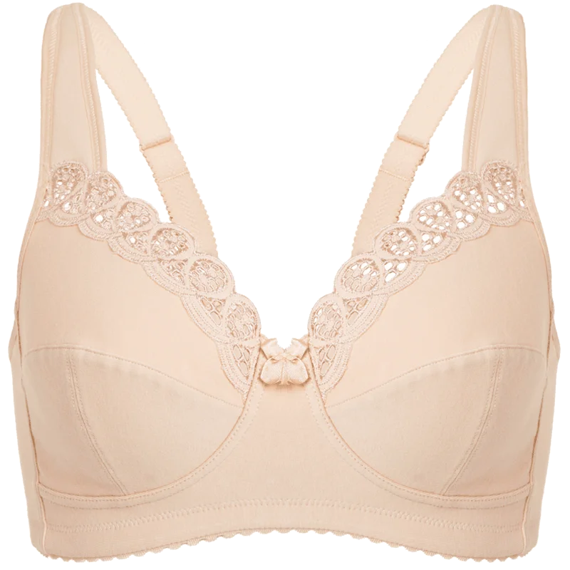 

Hot Sale Women's Soft Full Coverage Lace Wire Free Non Padded Cotton Bra Plus Size