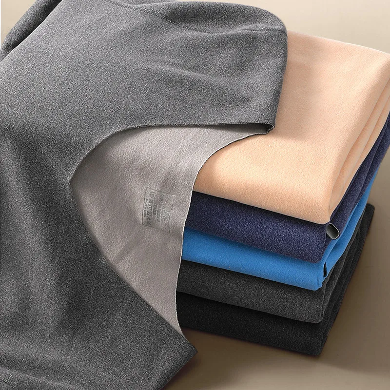 Men's Thermal Underwear Men Long Johns Thin Autumn Winter Plus Velvet Warm Bottoming Shirt Male Fashion V-neck Seamless Tops Tee