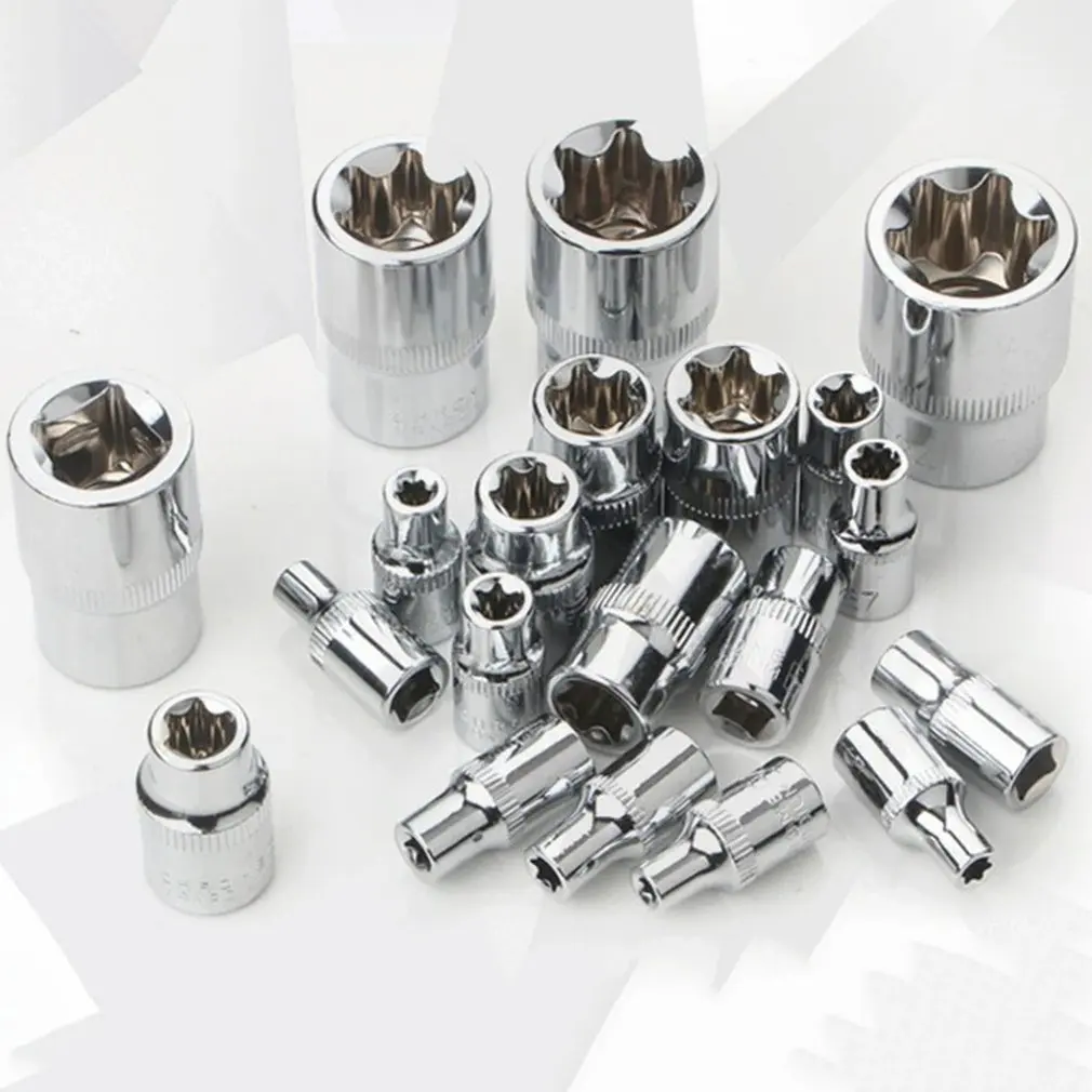 

High Quality Flower Socket Head E Type 6 Bit Socket Set 1/2" 3/8" 1/4" Drive E4 - E24 repair tool hand tool set high quanlityl