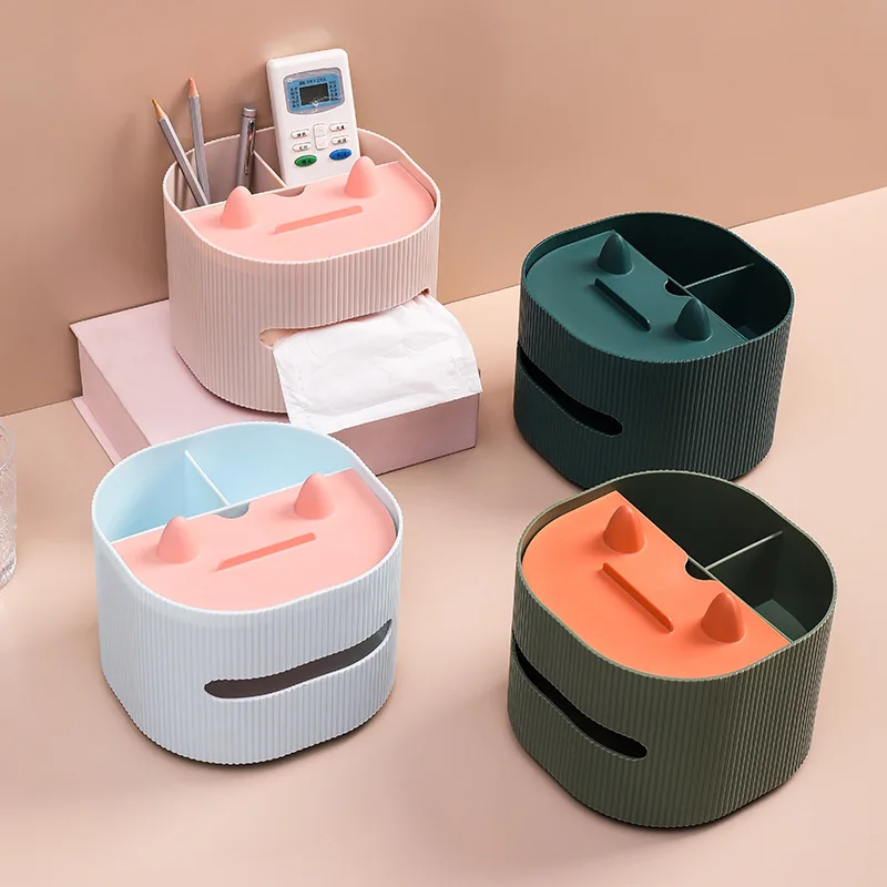 

Desktop Tissue Box Multifunctional Creative Paper Box Household Living Room Coffee Table Remote Control Storage Box Sundry Finis