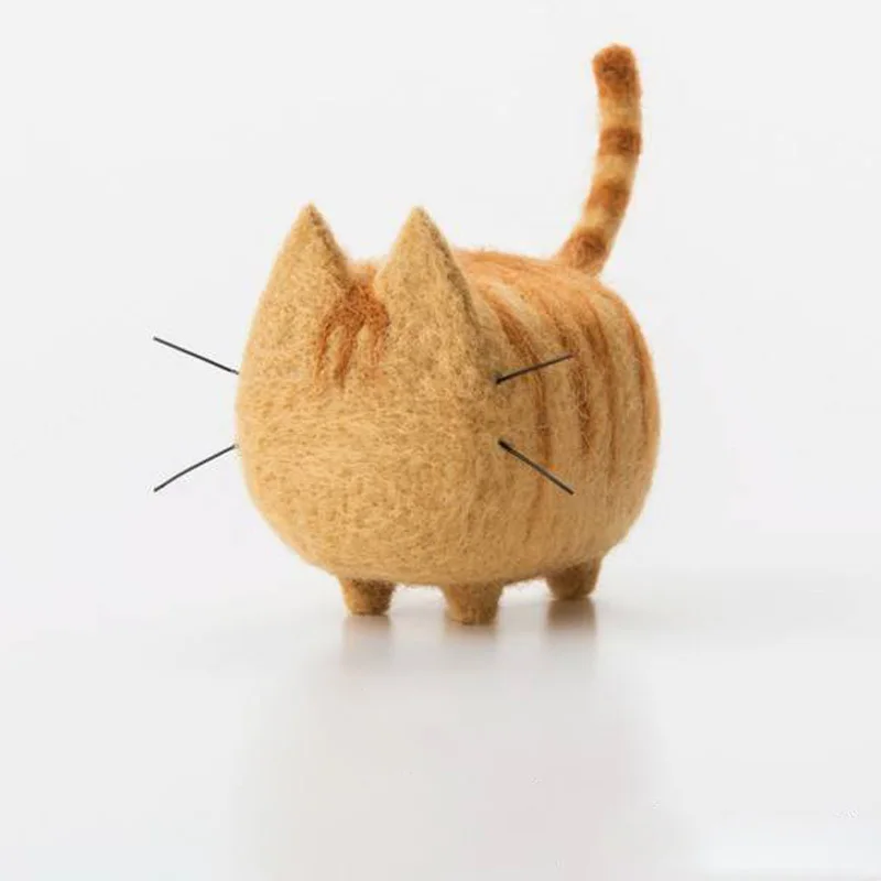 Шерстяной войлок ручной работы Войлочная игрушка для животных без лица кошка