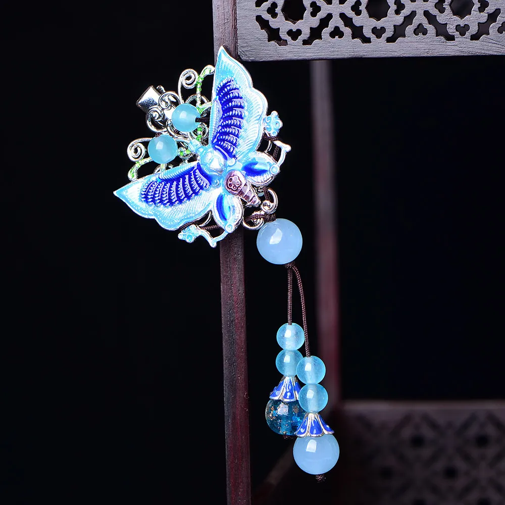 Древний костюм Hanfu медно-цинковый сплав веерообразные заколки для волос милая