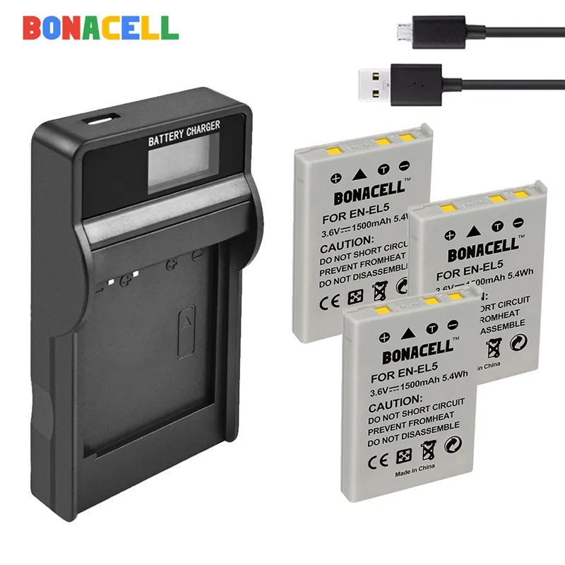Аккумулятор Bonacell для камеры NikON зарядное устройство с ЖК дисплеем Nikon Coolpix P4 P80 P90