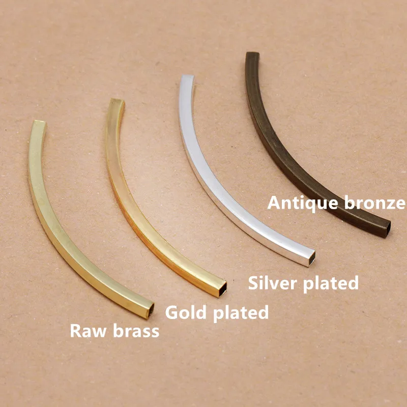 Металлическая латунная трубка изогнутая квадратная длинная с золотым и