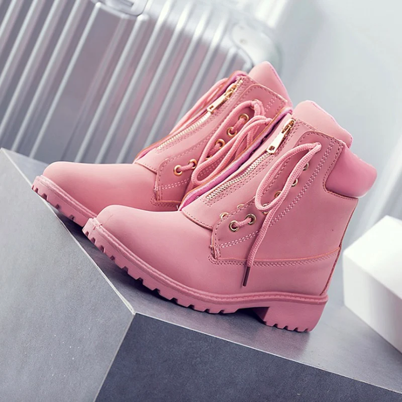 Женские ботинки 2018 ботильоны на низком каблуке Модные дышащие женские Ботинки