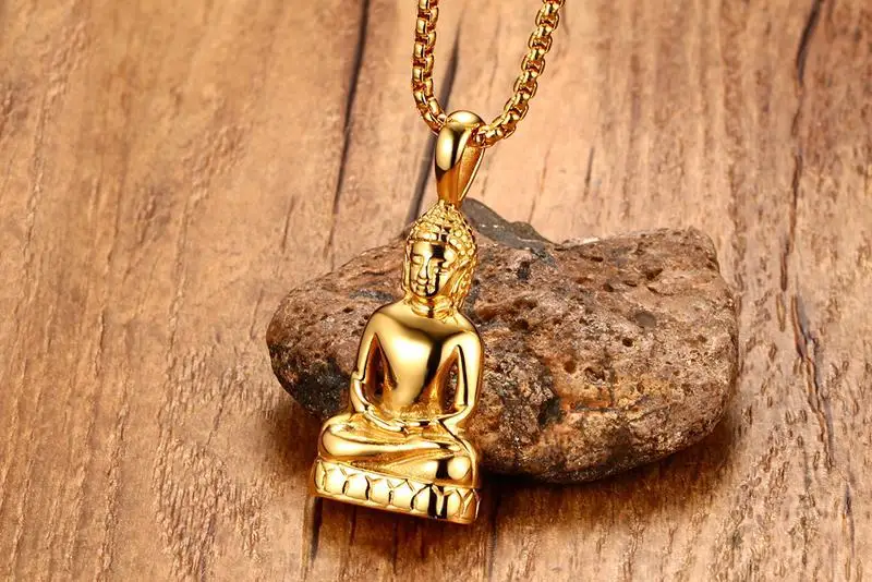 

FXM stainless steel CCB91 necklace hot sell gold color top quality single women 52mm Buddha gift women jewelry