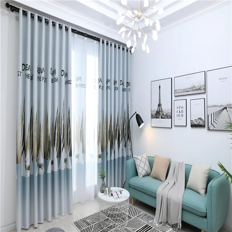 Современные Простые скандинавские шторы с принтом леса для гостиной столовой