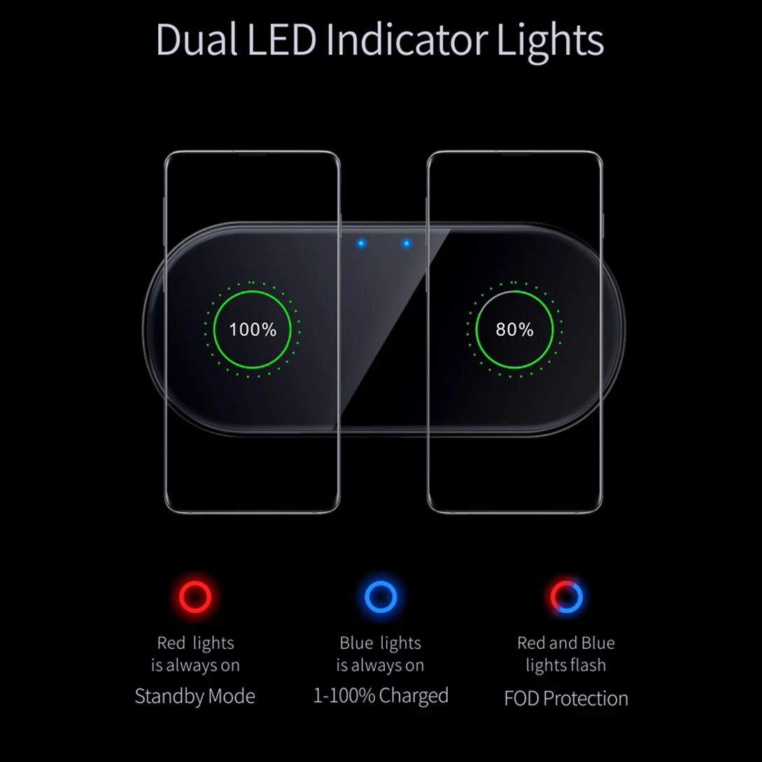30W 2 in 1 Qi Wireless Charger for iPhone 11 Pro X XS 8 Dual 15W Fast Charging Pad Samsuang Huawei Xiaomi Glass | Мобильные телефоны