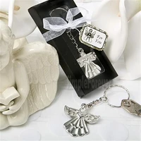 100pcslot cheap wedding party souvenir guardian angel key ring silver keychain baby shower favors