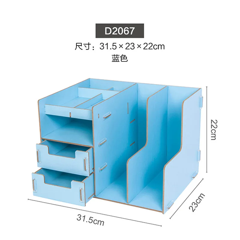 

D2067 desktop storage rack file frame file column three layer wooden file rack