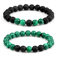 8mm natural black lava stone bracelets charm couples distance yin yang yoga beaded bracelet bangles for men women yoga jewelry