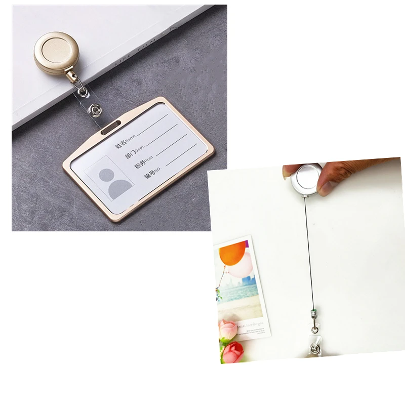 1 Set Kartenhalter aus Aluminiumlegierung mit aus ABS, einziehbarer Ausweisrolle, Ausweishalter, Krankenschwester-Ausweishalter, Schulbedarf – Detail 5