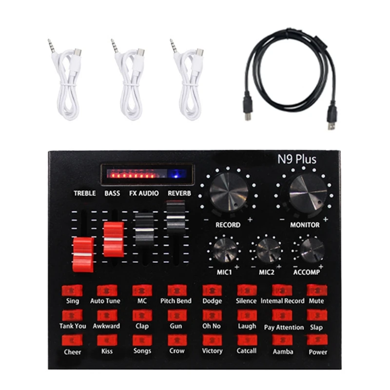 

USB Tone Mixer N9 Sound Card PC Game Live Streaming Condenser Studio Recording Live Broadcast