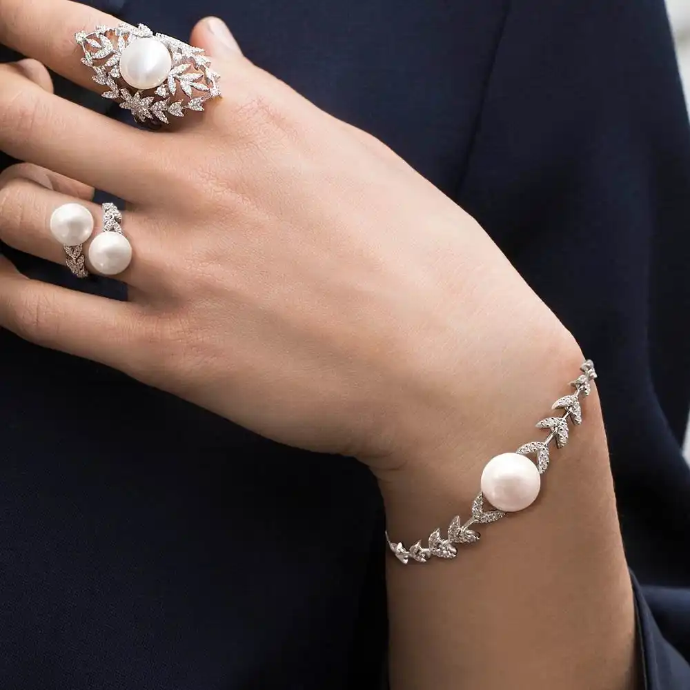 New Fashion High Quality Romantic CZ Crystal Petal Bracelet Natural Freshwater Pearl Women's Jewelry | Украшения и аксессуары