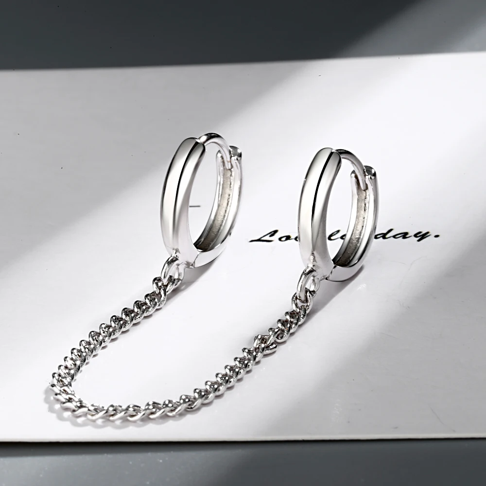 JOSmall-Boucles d'Oreilles Double en Argent Sterling 925, Cercle Rond, Deux Trous d'Oreille, Piercing Helix, SEsacrifice