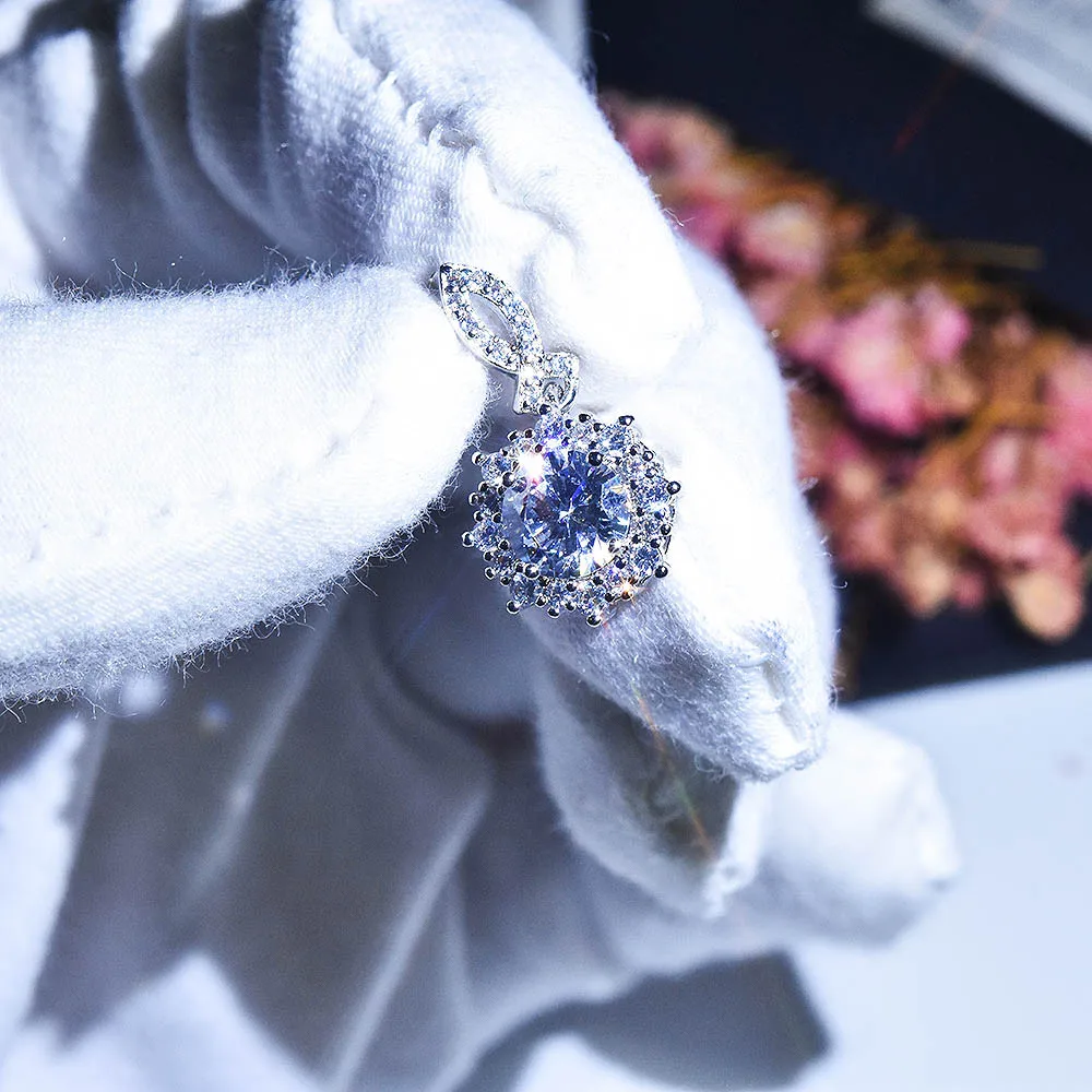 

DIWENFU 925 Silver 45cm Necklace VS1 Diamond Pendant for Women Wedding Bizuteria Topaz Gemstone 925 Jewelry Pendant Naszyjnik