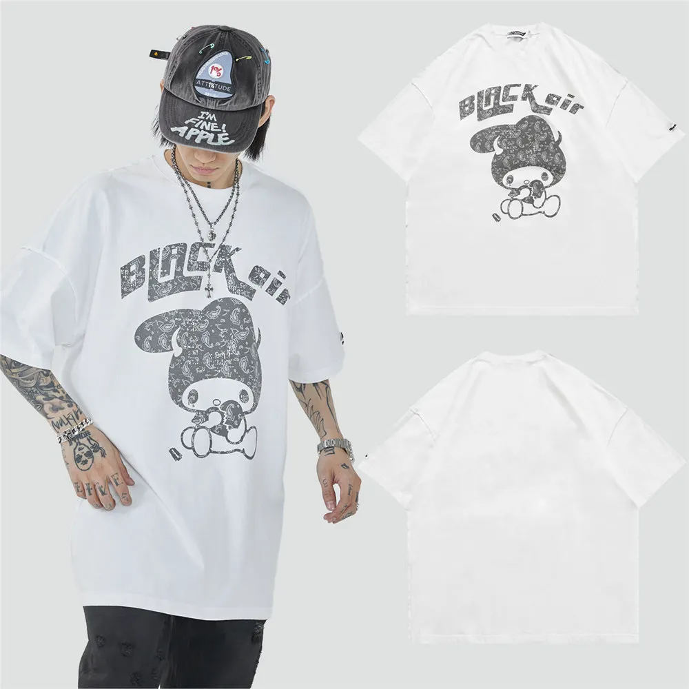 

Men Hip Hop Streetwear T Shirt Cute Little Girl Illusion Print Tshirt Summer Short Sleeve T-Shirt Harajuku Cotton Loose Tops Tee