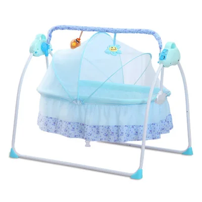 Baby remote control Portable Baby Crib with Music Newborn Baby Convertible Crib Netting Nursery Furniture Cot Folding Bed