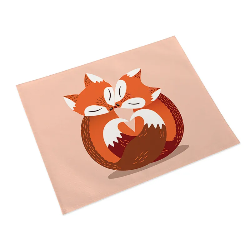 Симпатичный Лисий хлопковый льняной коврик коврики для обеденного стола