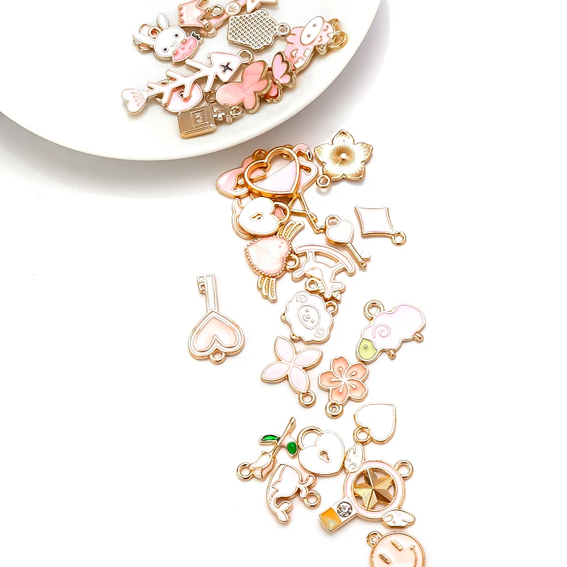 30 шт. смешанные эмалированные шармы в виде бабочки сердца цветка животного