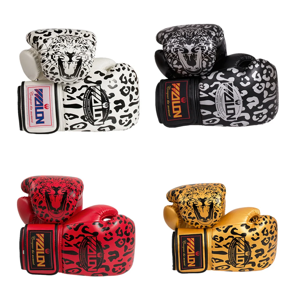 

1 Pair 10 Oz Professional Boxing Gloves Sparring Punch Glove Cheetah Style Training MMA Mitts PU Leather