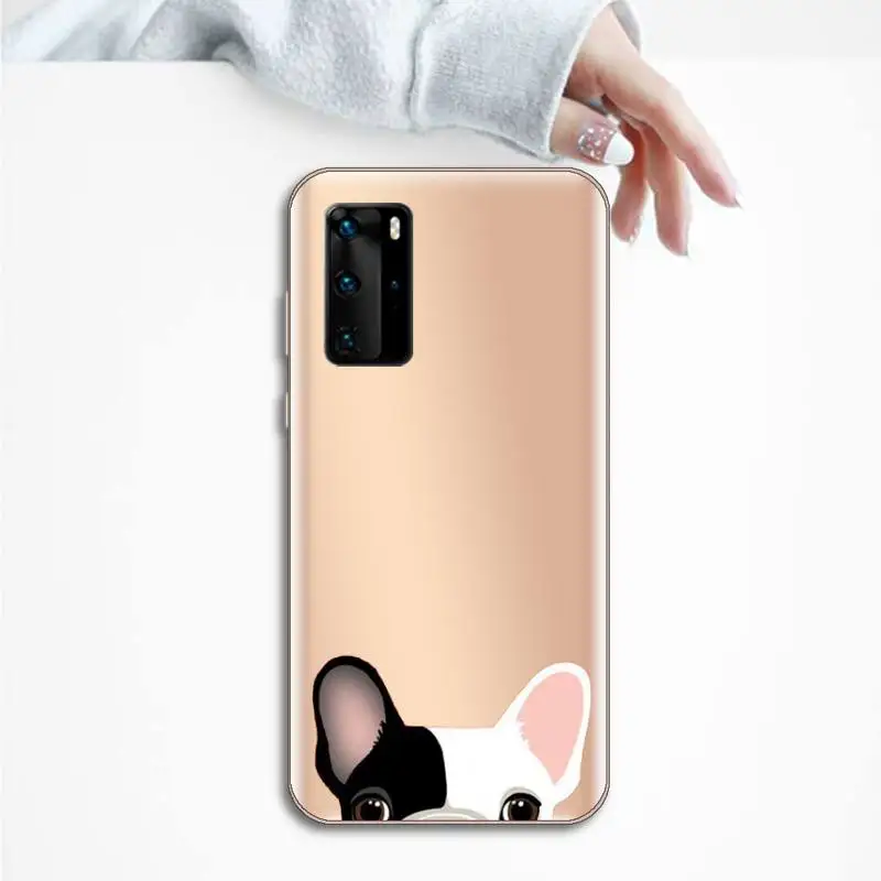 

Cute Cartoon Cat Dog Phone Case Transparent for huawei honor P 40 30 20 lite Pro 10 i 8 9 x p smart 2019