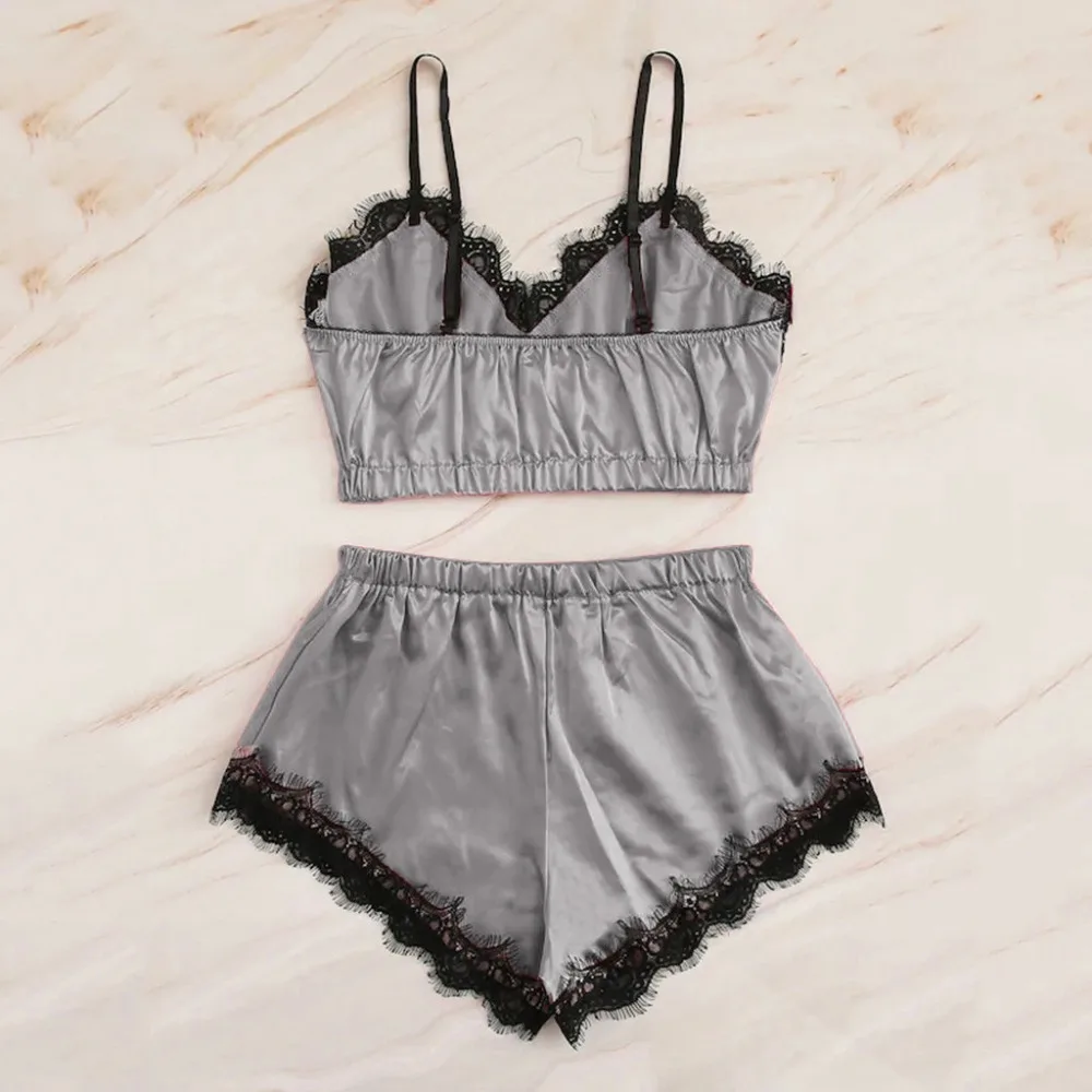 Сексуальные пижамы Для женщин шелковые кружева сетки нижнее белье Babydoll ночная Пижама летняя пикантная женская одежда 잠옷 수면잠옷