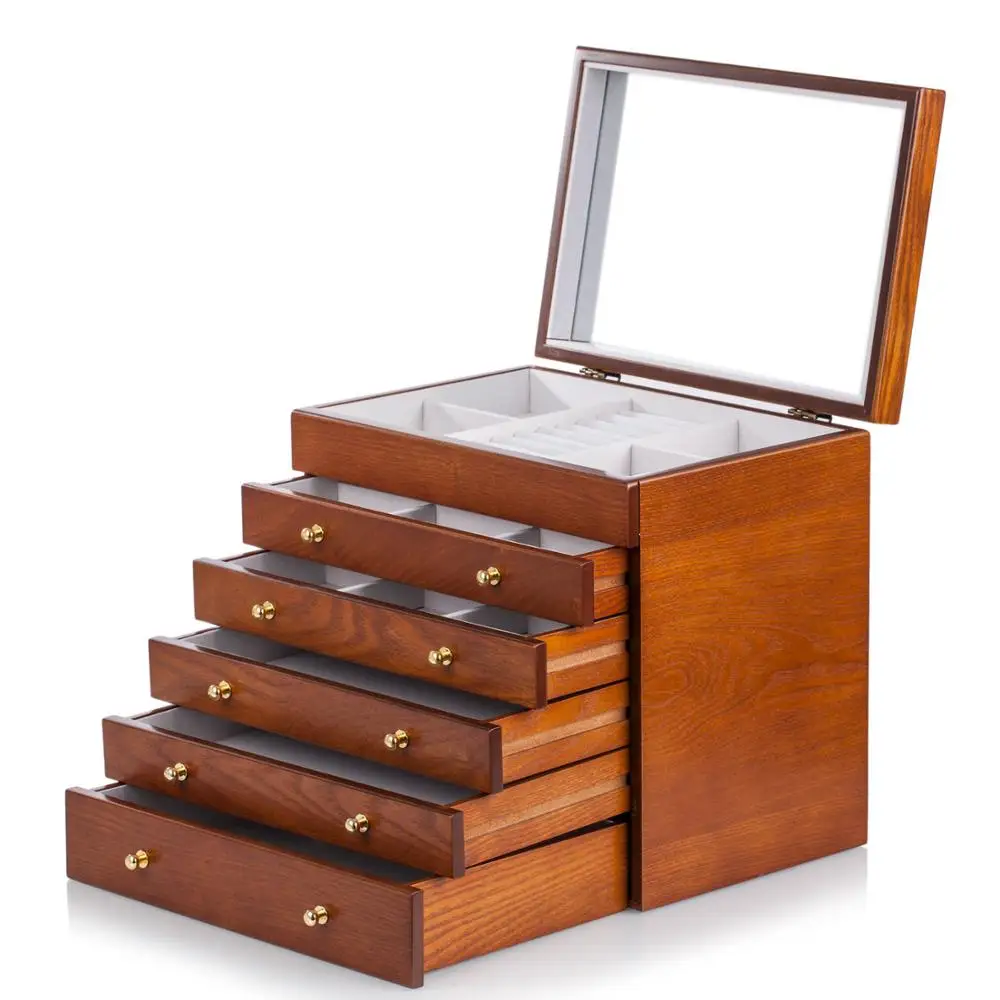 Новый очень большой деревянный шкатулка для ювелирных изделий коричневый