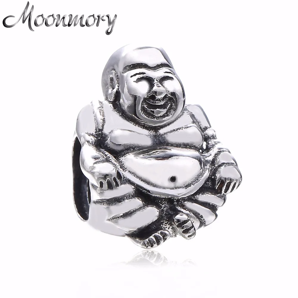 Moonmory 925 пробы серебряные бусины Будды могут принести удачу Вера подходят для