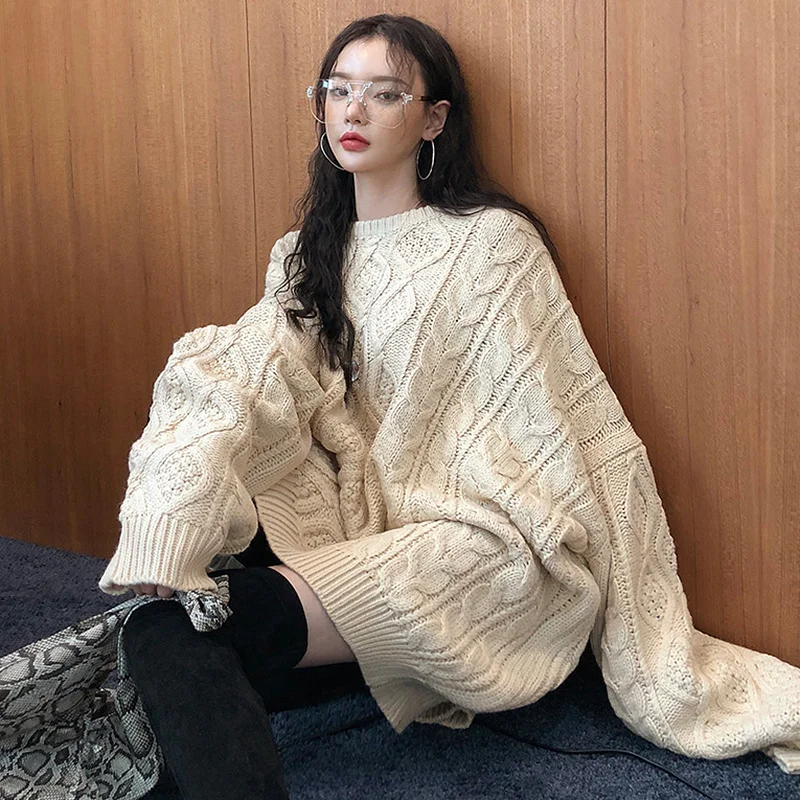 Женский свитер в Корейском стиле шикарный свободный утепленный Свитер оверсайз