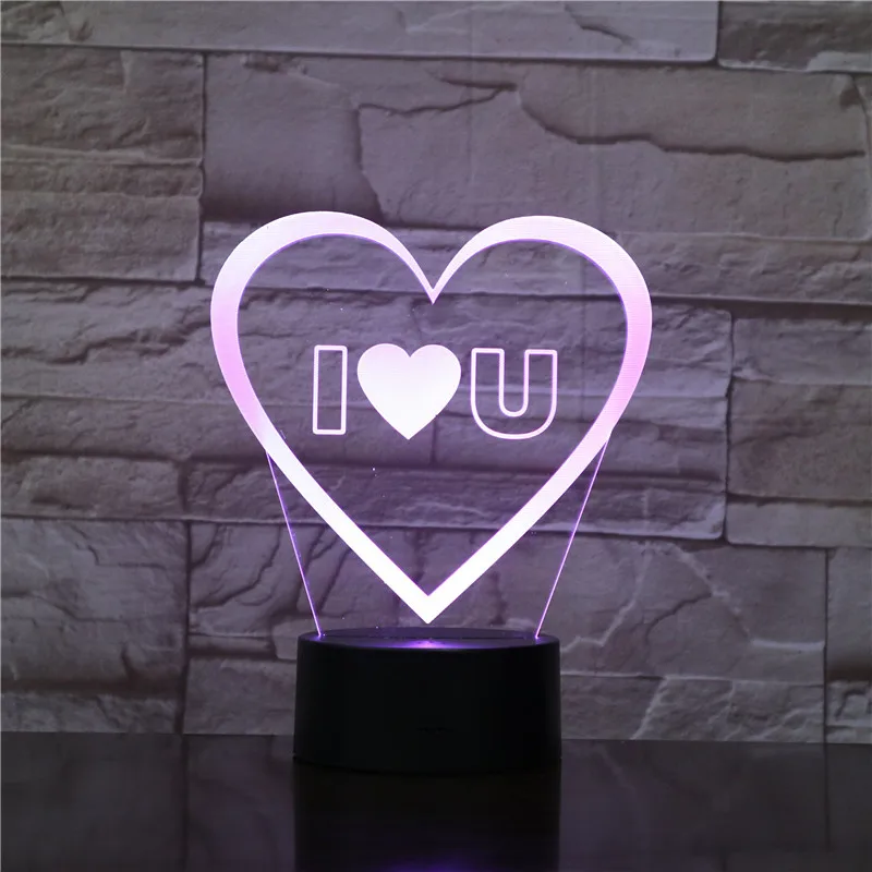 Красочная 3D лампа-голограмма I LOVE YOU акриловый USB-светильник светодиодный
