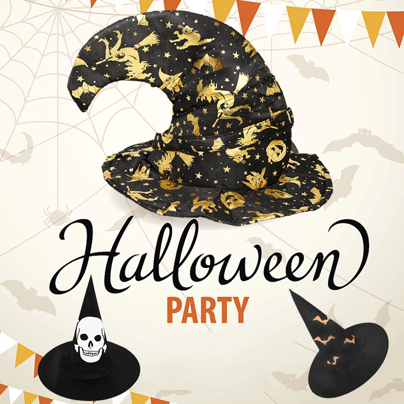 

1 Piece Halloween Witch Hats Magic Party Wizard Hat Masquerade Cosplay Costume Accessories Kids Favor Halloween Party Supplies