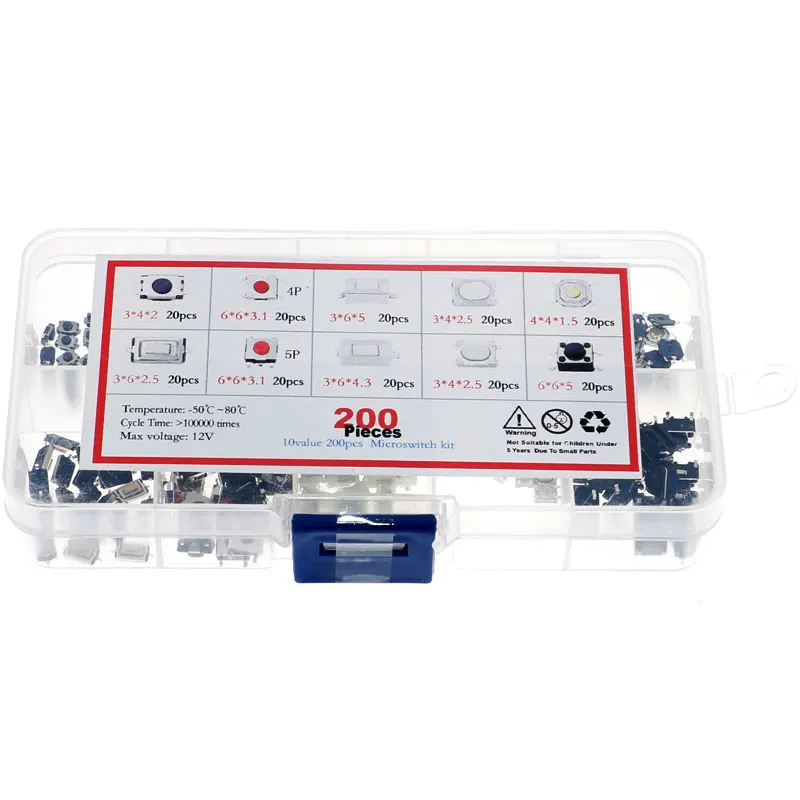 200 шт. 10 типов тактильные кнопки кнопочный сенсорный переключатель пульт