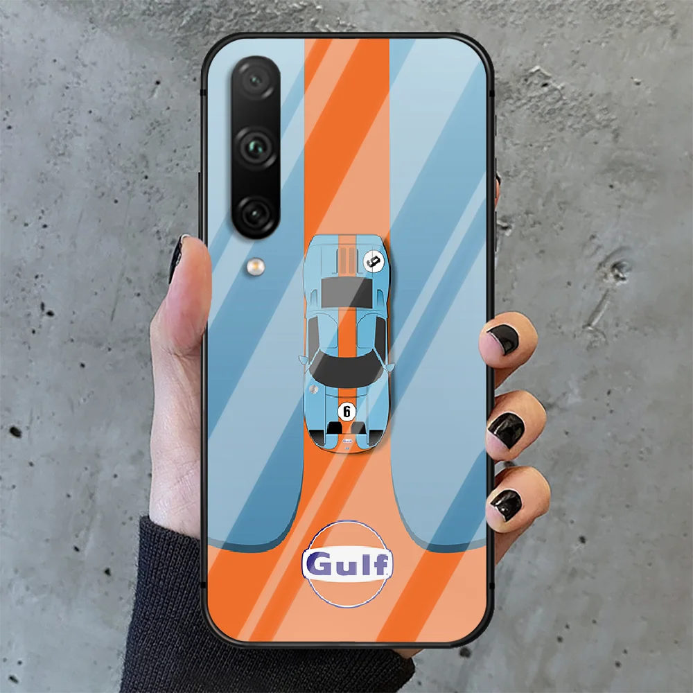 

Car Painting Racing Gulf Phone Tempered Glass Case Cover For huawei honor 7 8 9 10 20 A X S lite i pro Shell Bumper Black Luxury