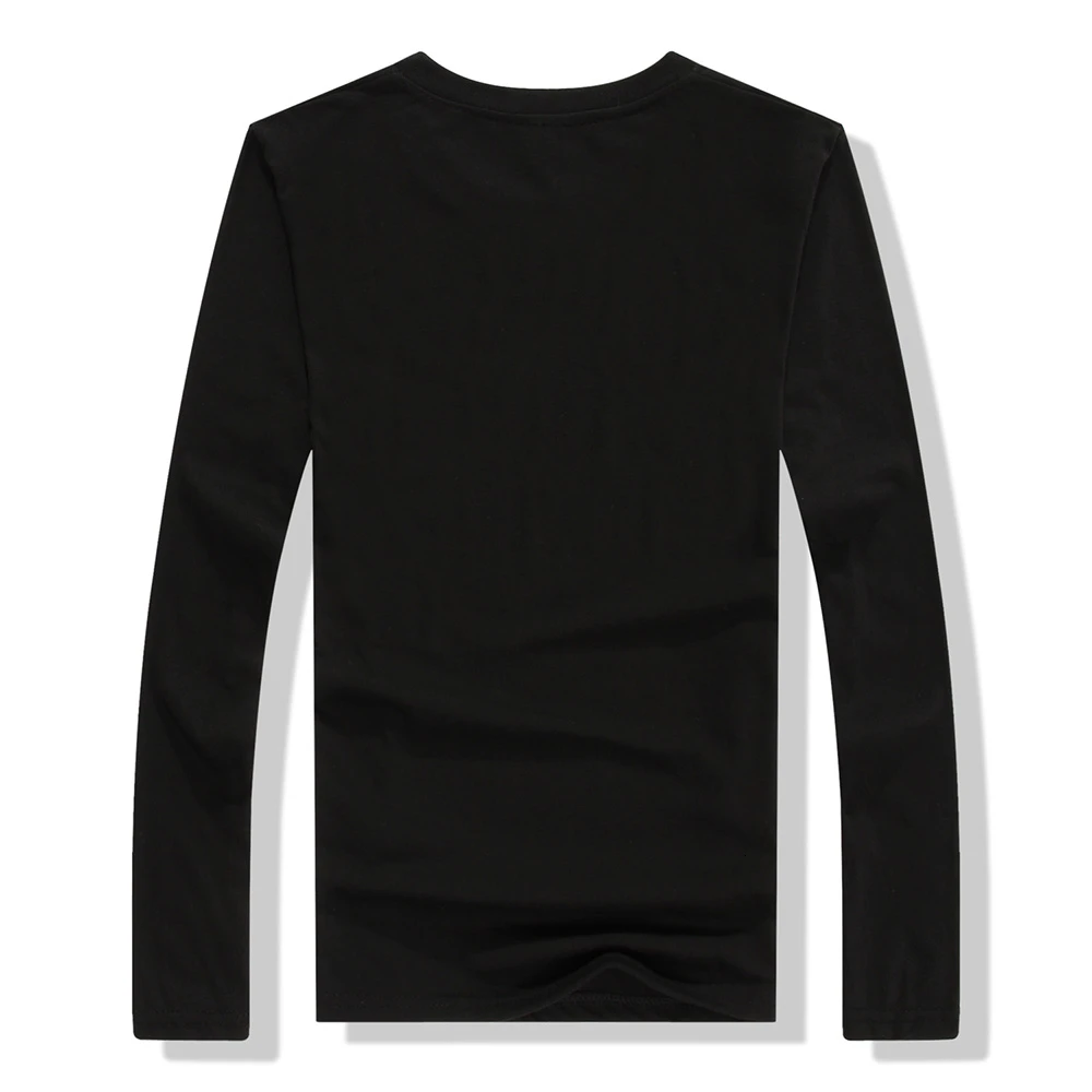 Большой черный топ уличная одежда мужская футболка с длинным рукавом Осенняя