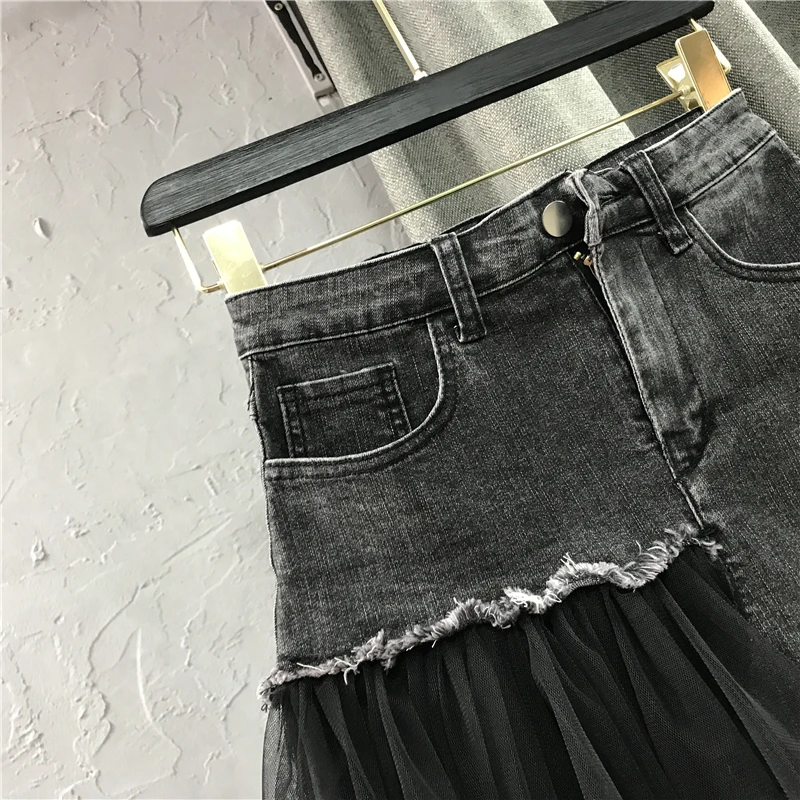 Юбка женская трапециевидная из денима модная Асимметричная Короткая свободная