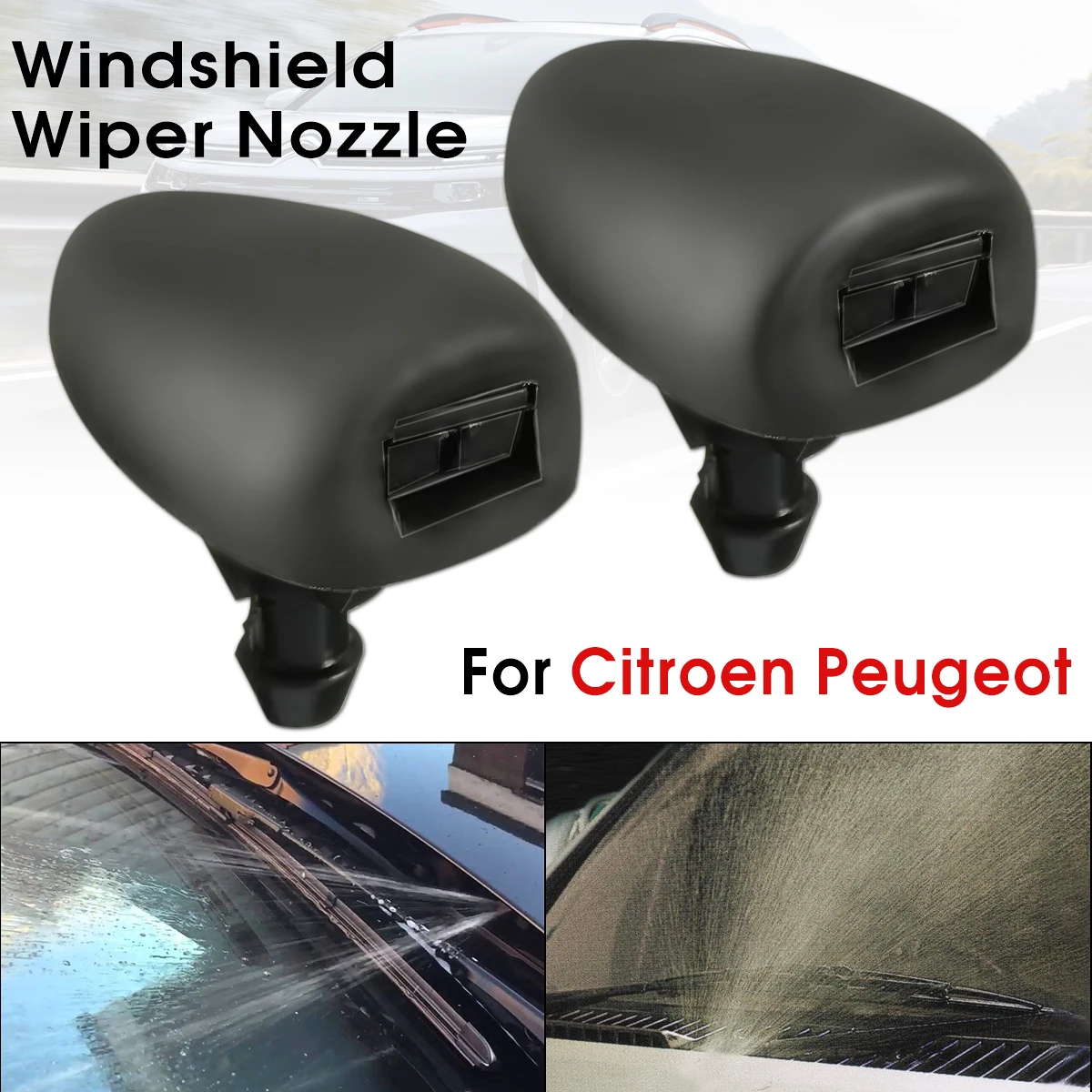 

One Pair Car Front Windshield Mist Washer Wiper Nozzle Spray Jet For Picasso 306 for Saxo for Xsara C4