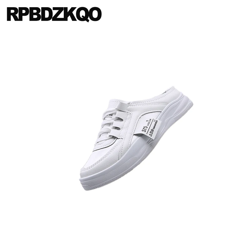 Круглый носок со шнуровкой женские сандалии шлепанцы белая спортивная обувь