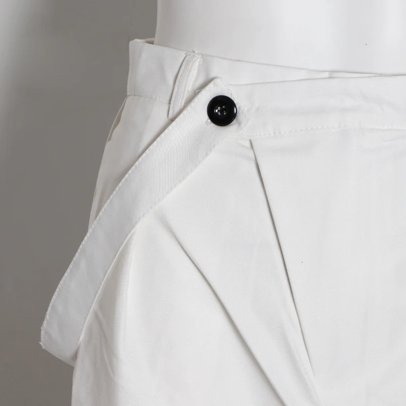 CHICEVER Summer Elegant Solid Women Pant High Waist Irregular Button Fly Pockets Pleated Slim Regular Female Straight Pants