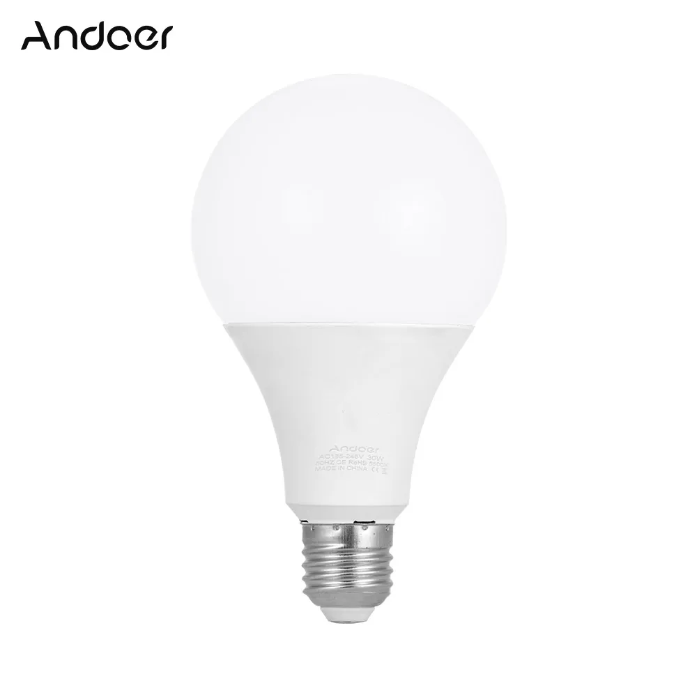 

Andoer E27 30W 42Pcs Energy-saving LED Beads Bulb Lamp 5500K Soft White Daylight for Photo Video Studio Home Commercial Lighting