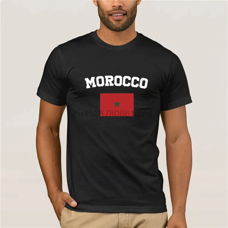 

Moroccan Flag Shirt Vintage Morocco T Shirt Man Customized Unique T-Shirt Sunlight Newest Trendy Mens Cheap Mens T-Shirt