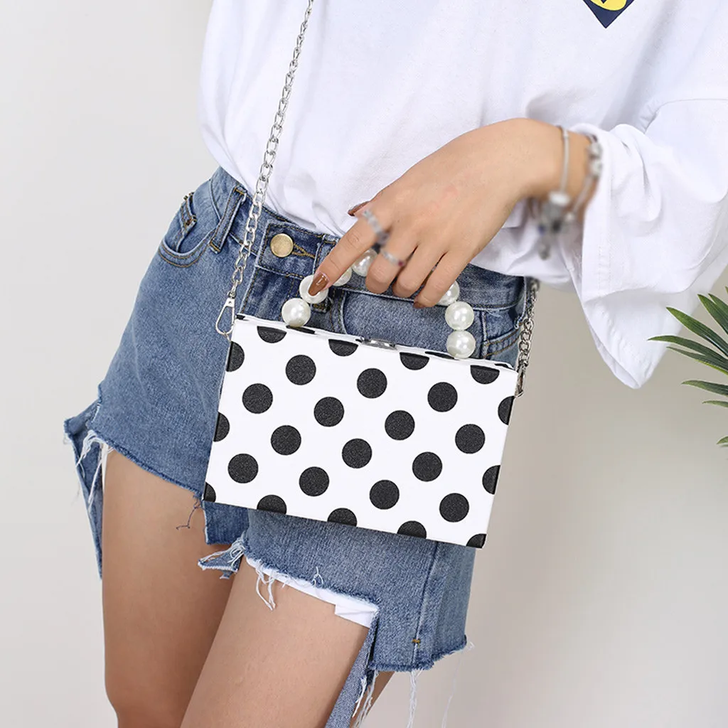 

Женская Сумка с жемчужинами, маленькая квадратная Сумка с волнистыми краями, Сумка на Плечо с цепочкой, Сумка на Плечо, Сумка, Плечо, новинка ...