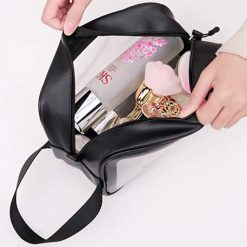 

3 large scale/set capacity dwaterproof proof bottle of women's cosmetics package toiletry washbag zipper