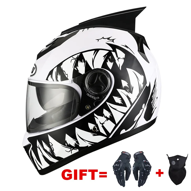 

2 Gifts DOT Approved Full Face Motorcycle Helmet Dual Lens Motorbike Helmet Double Visors Capacete Casque Moto Helmet For Man