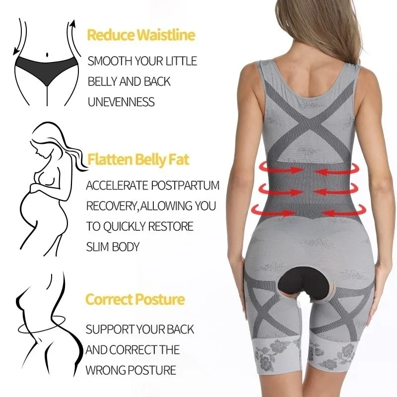 Slimming Bodysuit Women Waist Trainer Seamless One-Piece Shapewear Corset Reducing Body Shaper Butt Lifter Chest Strappy-Backed